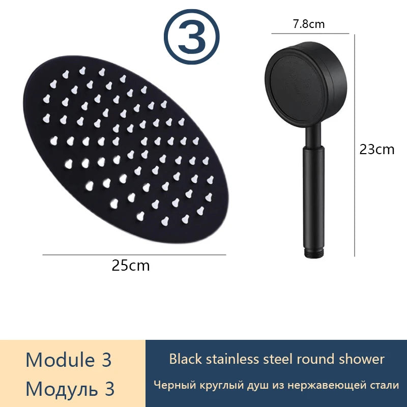 DIY Shower Set Bathroom Shower System Wall Mounted Bathtub Shower Faucet Gray Black Golden White Digital LED Temperature Shower