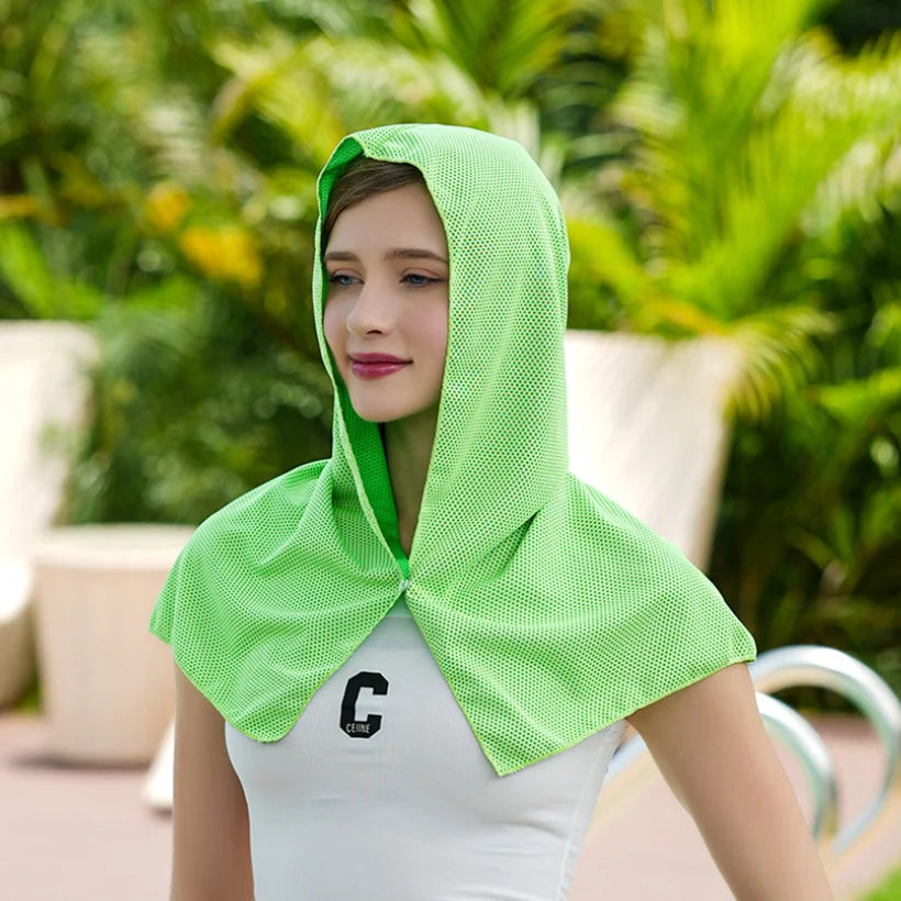 Quick Drying U Cooling Hoodie Towel Beach Camping Gym Building Sun Protection Quick Drying Sports Cooling Towel Headband