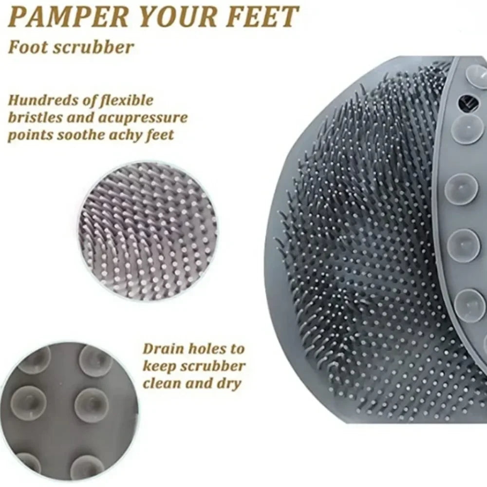 Silicone Rub Back Brush Bathroom Non-slip Wash Foot Pad Massage Shower Mat with Sucker Bath Massage Foot Exfoliating Brush Pad