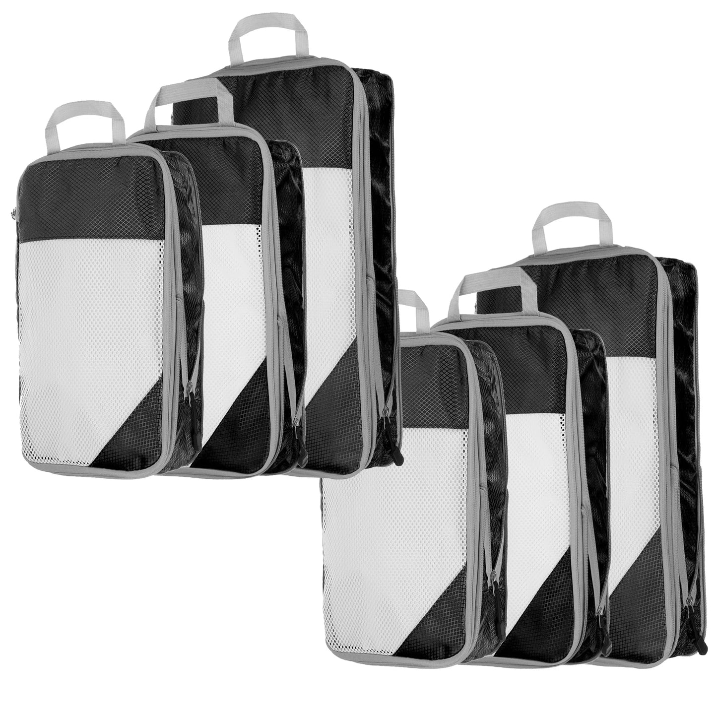 6PCS Travel Compressed Packing Cubes Storage Organizer Set With Shoe Bag Mesh Visual Luggage Portable Lightweight Suitcase Bag