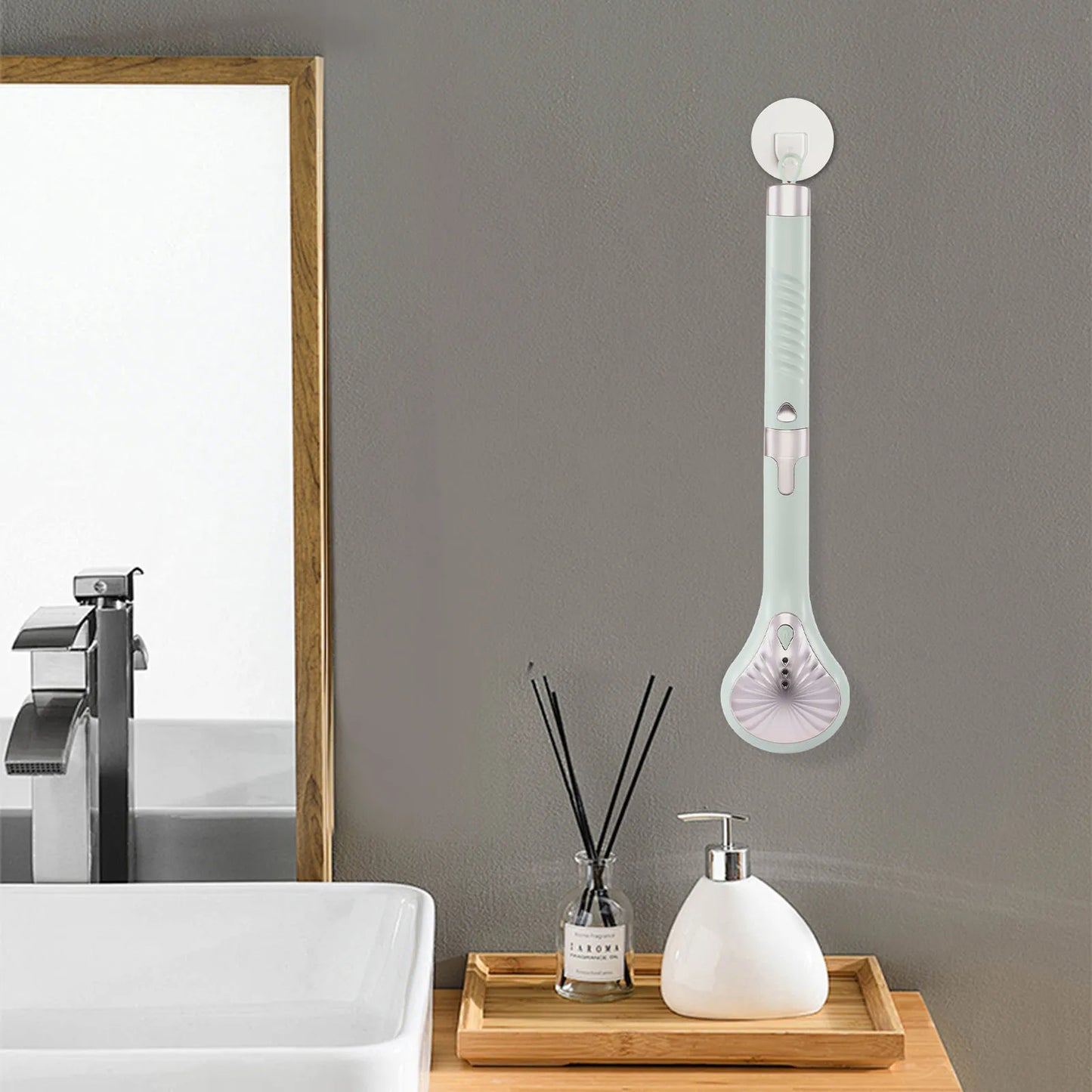 6-in-1 Cream Aid for Back Electric Body Brush USB Rechargeable Shower Brush with Long Handle with 6 Cleaning Heads