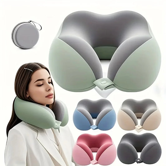 Ergonomic U Shaped Travel Pillow with Storage Bag Slow Rebound Neck Support for Airplane Office Car Machine Washable Soft