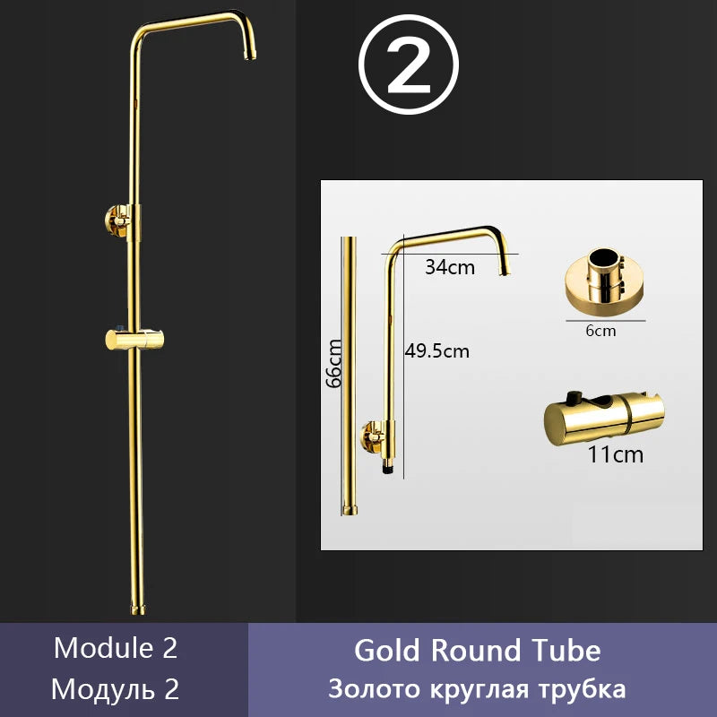 DIY Shower Set Bathroom Shower System Wall Mounted Bathtub Shower Faucet Gray Black Golden White Digital LED Temperature Shower