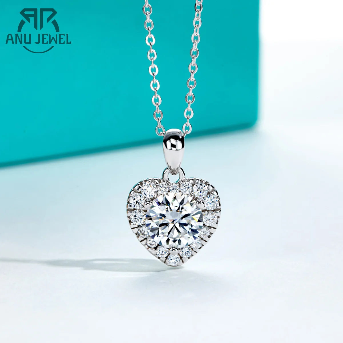 AnuJewel 2ct D Color  Moissanite Diamond  Heart Shape Pendant Necklace 925 Sterling Silver Fine Jewelry Gifts Wholesale