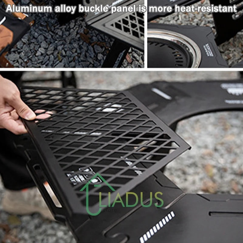 Multi-Functional Camping Table Portable 6-Sided BBQ&Tea Table, Foldable&Removable Outdoor Stove Complete Set For Outdoor Cooking