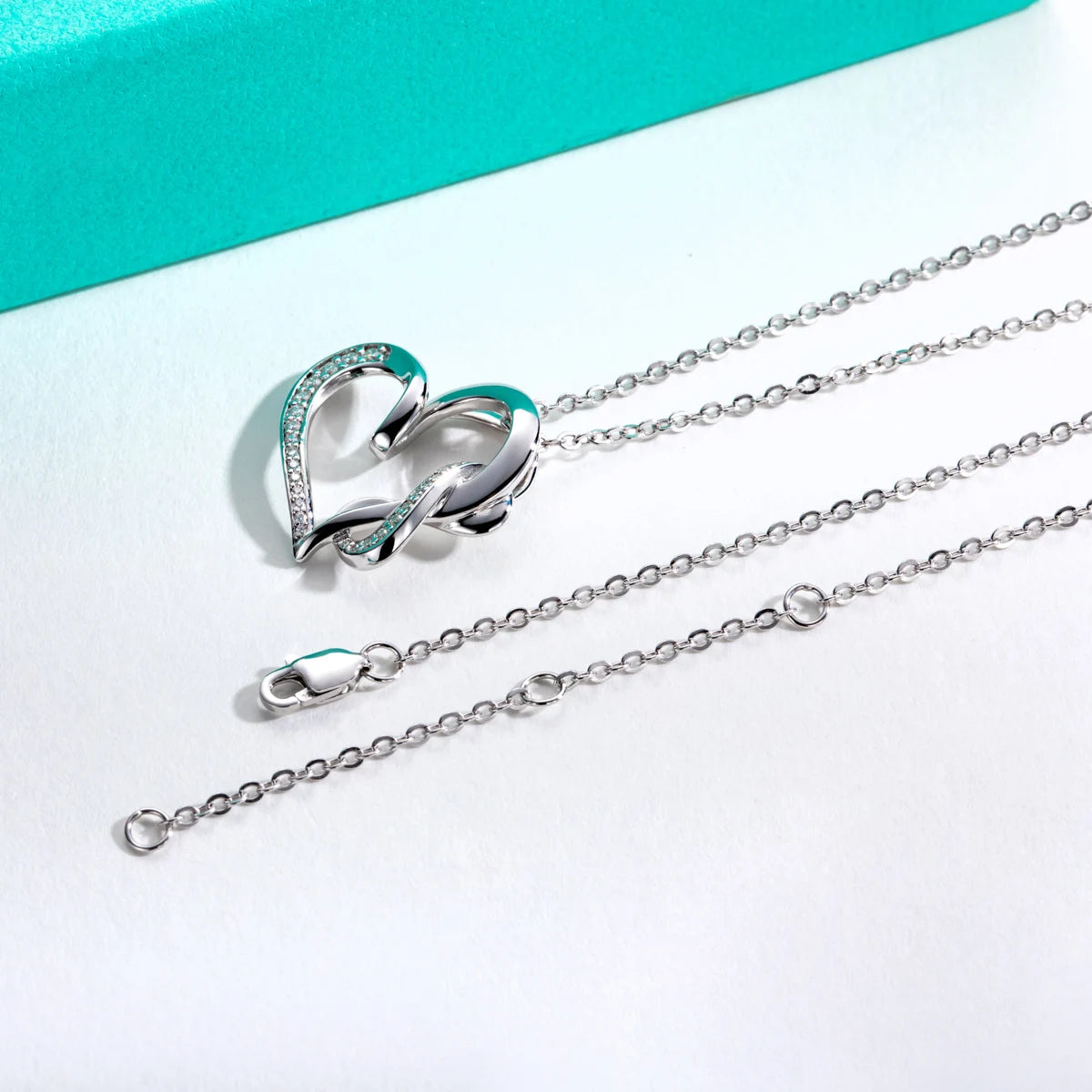 AnuJewel D Color Moissanites Hollow Heart Pendant 925 Sterling Silver Infinite Necklace Valentine's Day Gifts Jewelry Wholesale