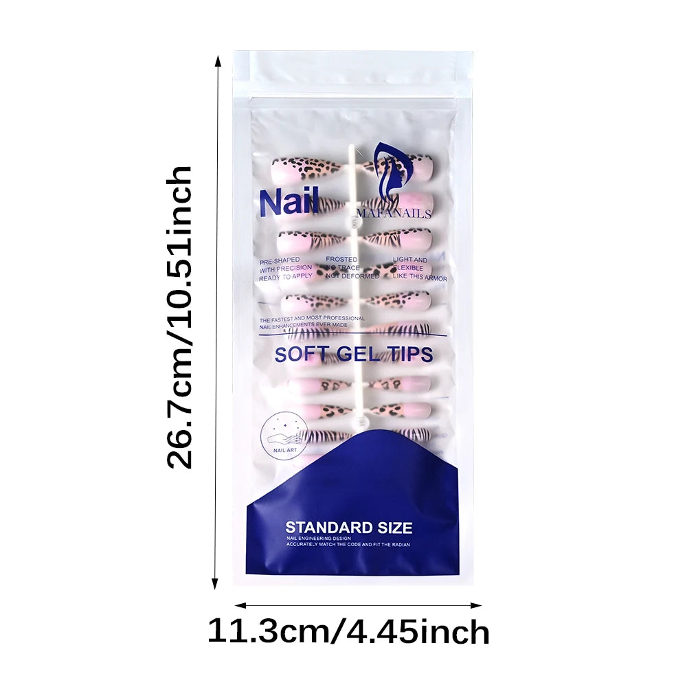 120Pcs Y2k Star Leopard Print Long Stilettos False Nails 5-Styles Pink/Blue Glossy Acrylic Press on nails Full Cover Fake Nails_