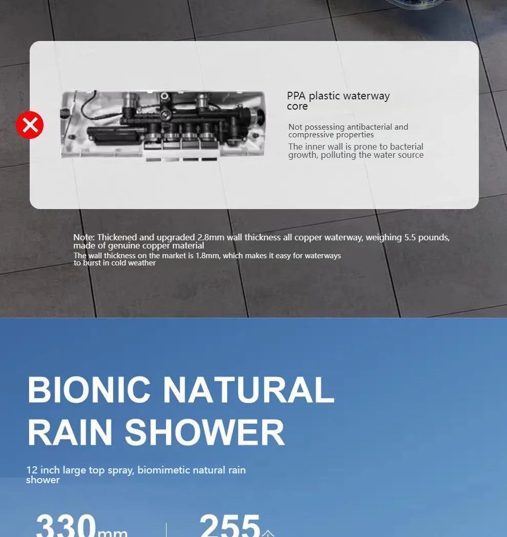 Digital Display Piano Key Waist Spray Shower Set Grey Shower System Set Bathroom Bath Booster Sprayer