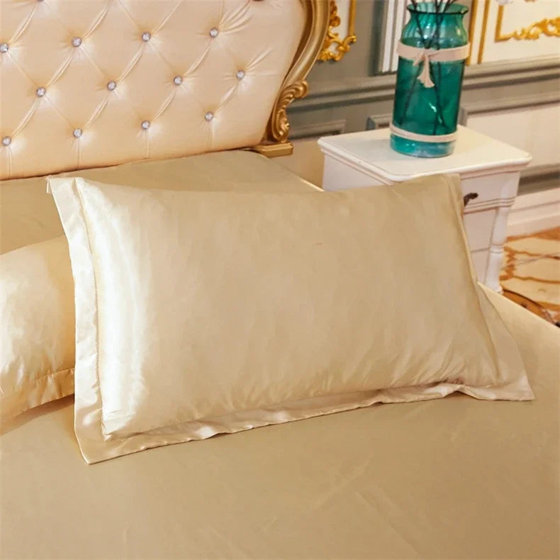 Luxury Silky Smooth Satin Pillowcase Solid Color Envelope Pillow Case Bedding Bedroom Sleep Pillowcover 48x74