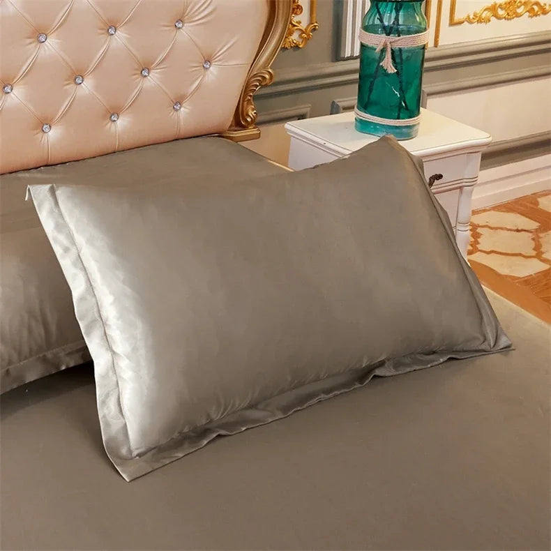 Luxury Silky Smooth Satin Pillowcase Solid Color Envelope Pillow Case Bedding Bedroom Sleep Pillowcover 48x74