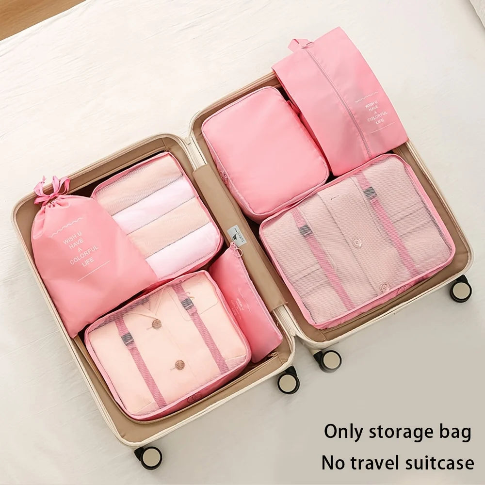 7-piece large-capacity travel storage bag set, portable packing organizers for classified storage of clothes, pants and socks