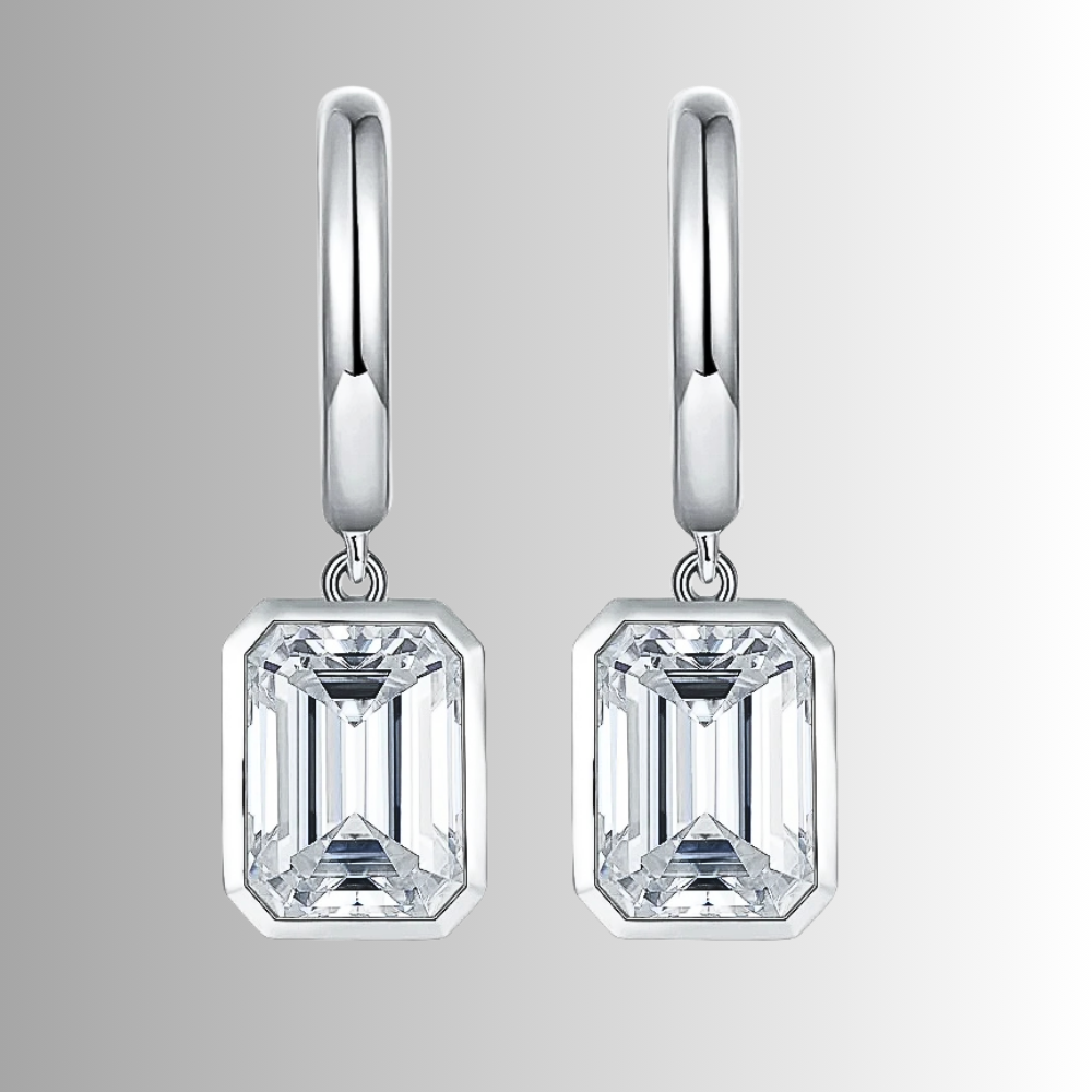 Orecchini con Moissanite Taglio Smeraldo per ct 4,00