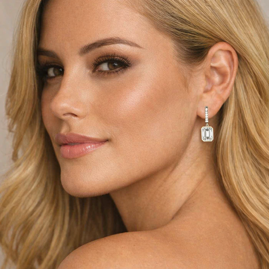 Orecchini con Moissanite Taglio Smeraldo per ct 4,00