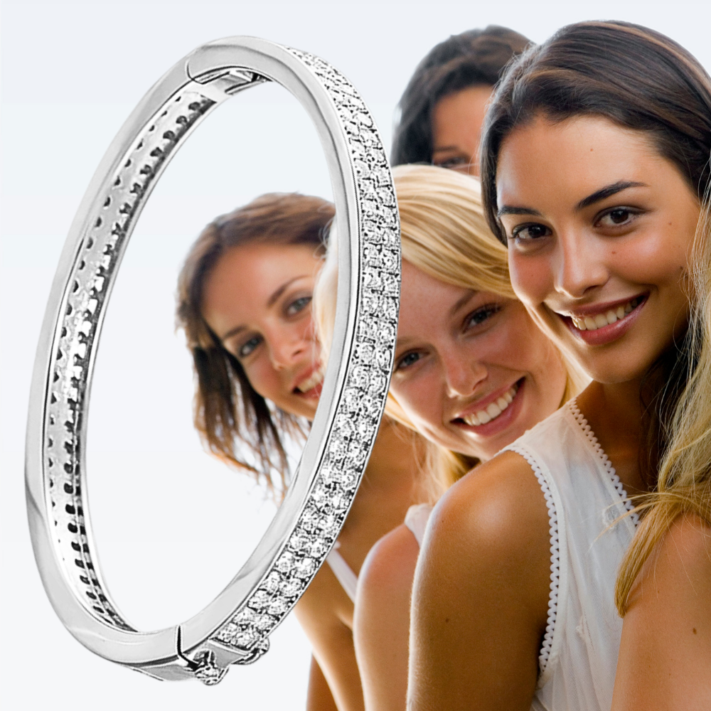 Bracciale Rigido con Doppia Fila di Moissaniti