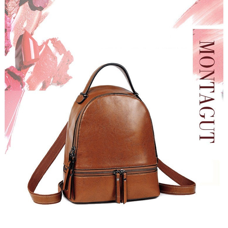 100% Genuine Leather Women Backpacks Retro Ladies Travel Bags Casual Girl's School Bags