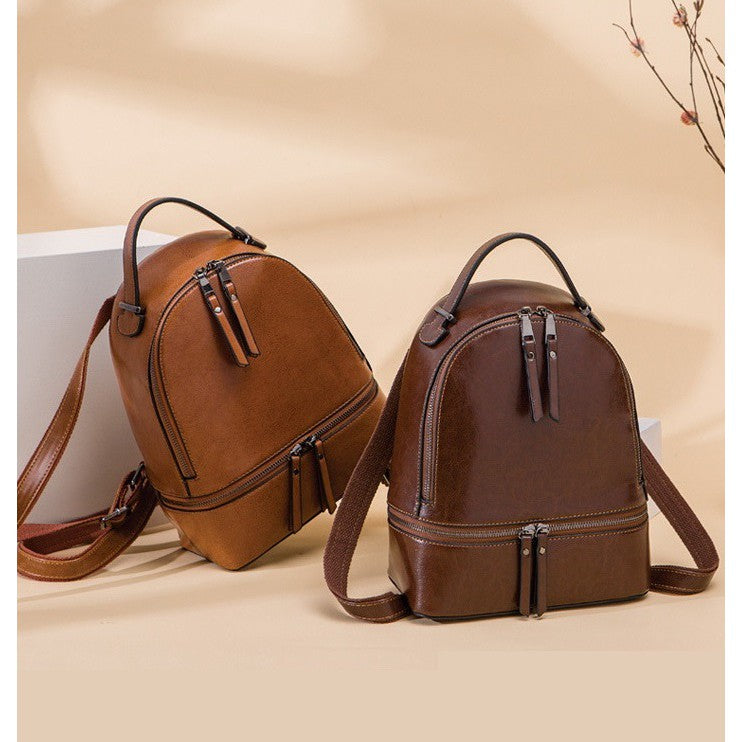 100% Genuine Leather Women Backpacks Retro Ladies Travel Bags Casual Girl's School Bags