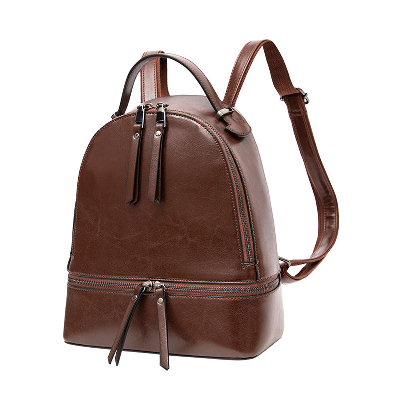 100% Genuine Leather Women Backpacks Retro Ladies Travel Bags Casual Girl's School Bags