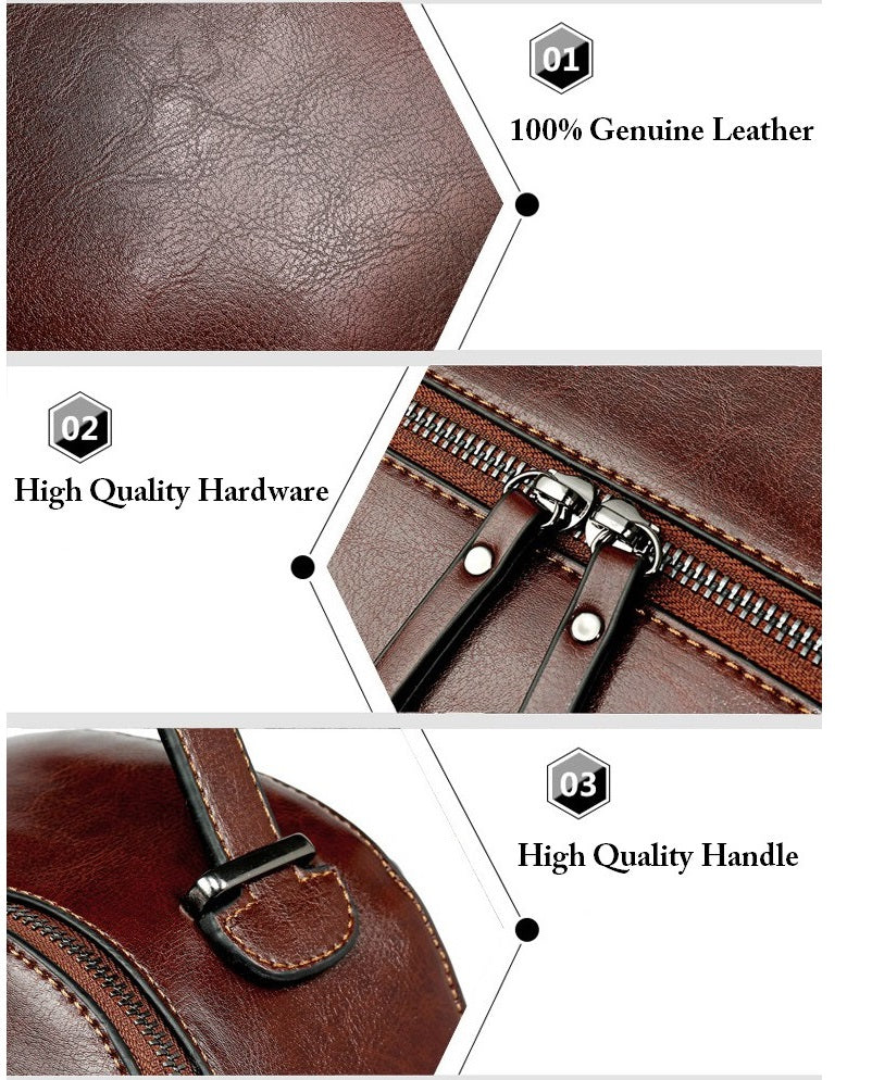 100% Genuine Leather Women Backpacks Retro Ladies Travel Bags Casual Girl's School Bags