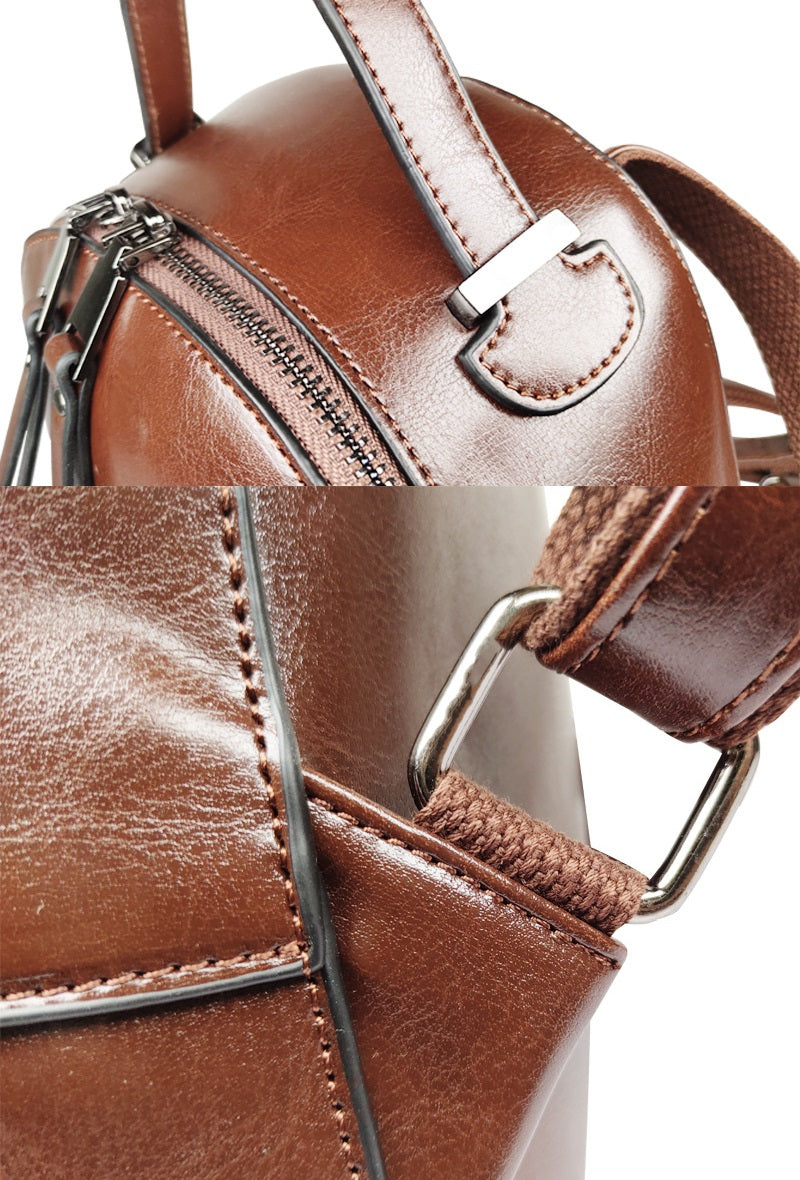 100% Genuine Leather Women Backpacks Retro Ladies Travel Bags Casual Girl's School Bags