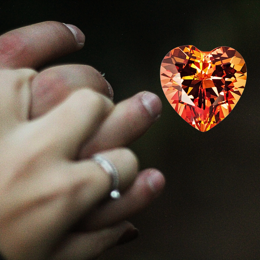 Zaffiro Arancio Lab Grown Taglio Cuore