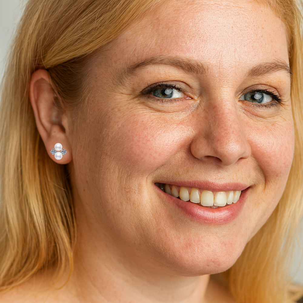 Orecchini a Perno con Moissaniti e Perle Naturali