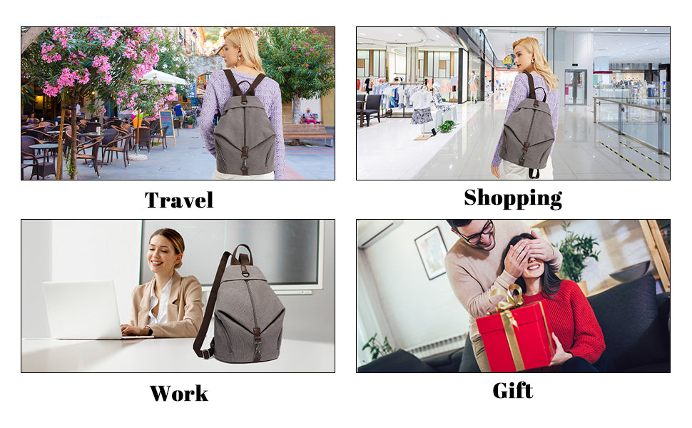 KONO Canvas Backpack WOMEN'S Vintage Daypack shoulder bag Large Shoulder Backpack travel bag for Travel Outdoor & School