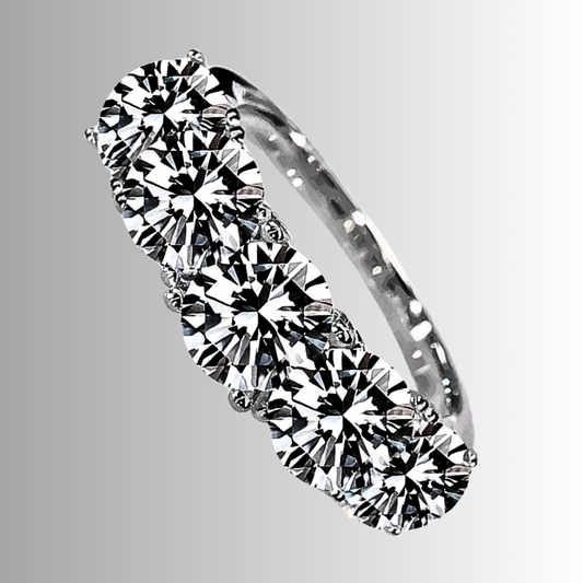 Fede a 5 Pietre con Moissaniti da ct 2,50 o 5,00