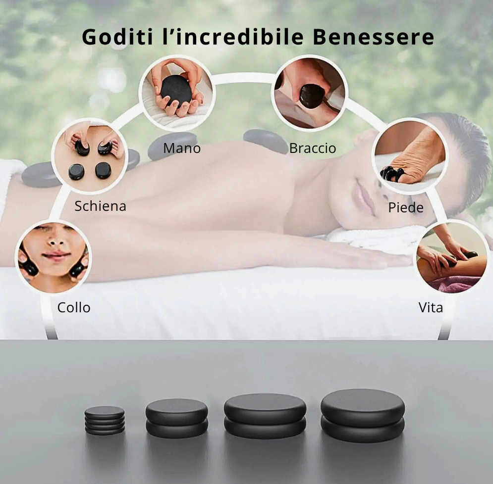 Set 20 Pietre Laviche per Massaggio caldo/freddo