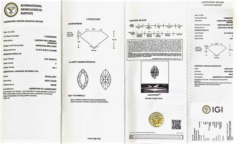 Diamanti Lab Grown Taglio Marquise da ct 1,00 a ct 5,00
