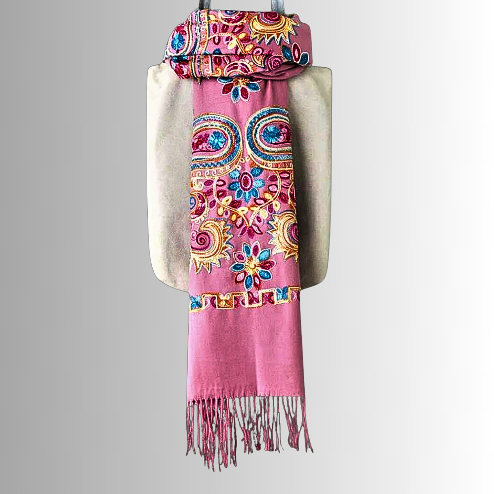 Pashmina Misto Lana Ricamata a Mano