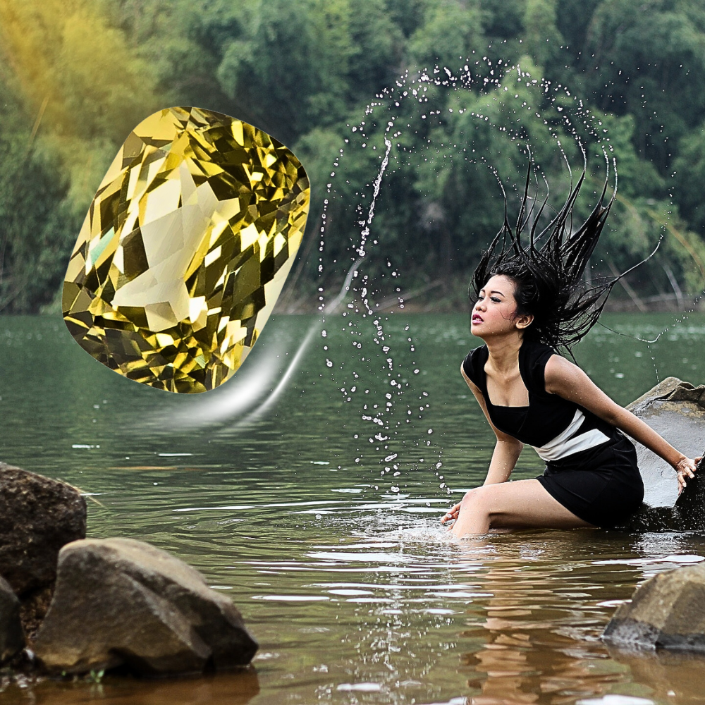 Zaffiro Giallo Lab Grown Taglio Cuscino Allungato