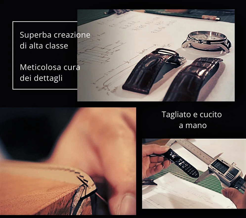 Cinturini per Orologio in Fiore di Pelle di Vitellino con Accessori
