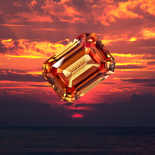 Zaffiro Arancio Lab Grown Taglio Smeraldo