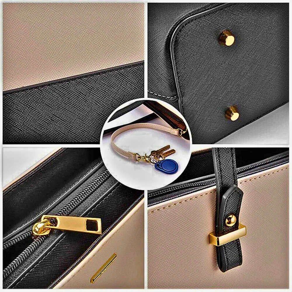 Conjunto de dos bolsos y un clutch: elegancia y funcionalidad 