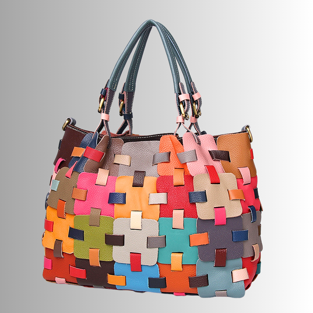 Borsa Patchwork in Fiore di Pelle di Vitellino