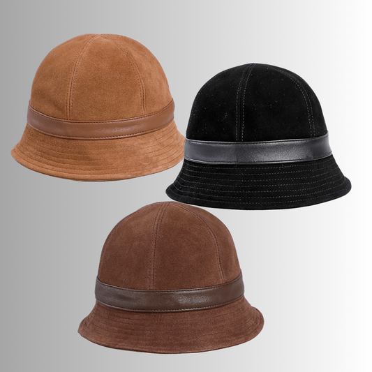 Cappello in Pelle Scamosciata d'Agnello