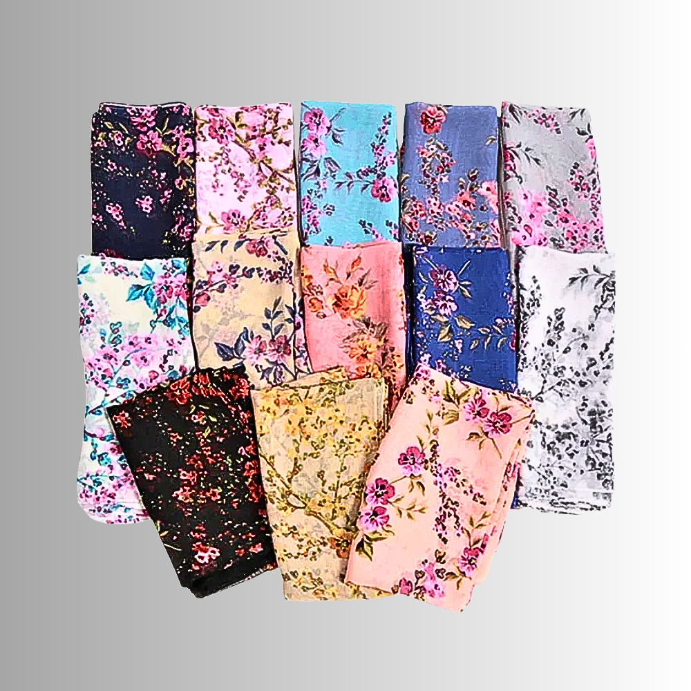 Foulard in Chiffon di Seta a motivo Floreale