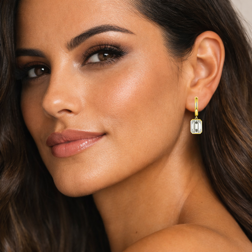Orecchini con Moissanite Taglio Smeraldo per ct 4,00