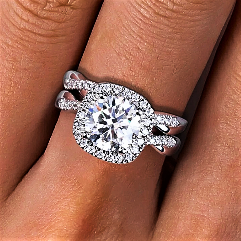 Fascia con Moissanite  e Fedina abbinata per tot ct 3,48