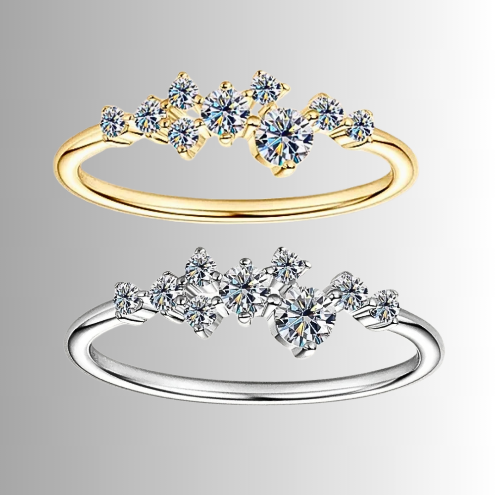 Parure Collana, Bracciale e Anello con Moissaniti Sfalsate