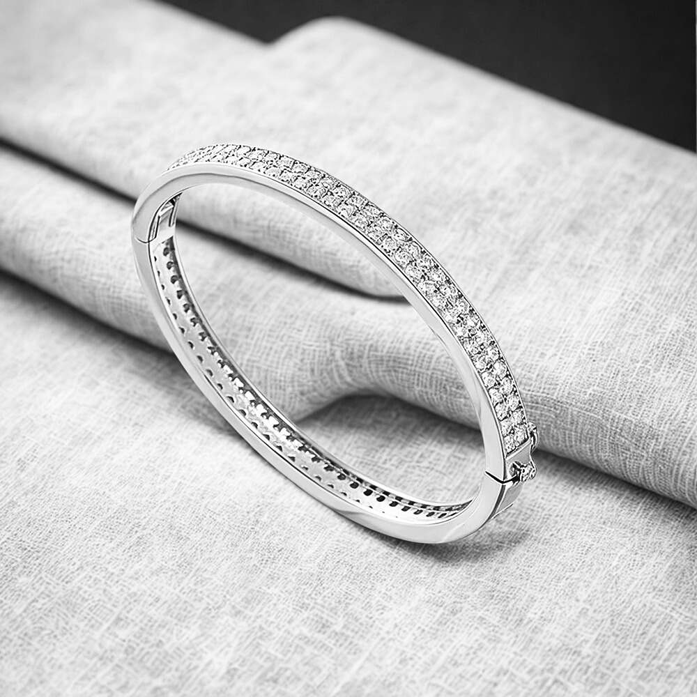 Bracciale Rigido con Doppia Fila di Moissaniti