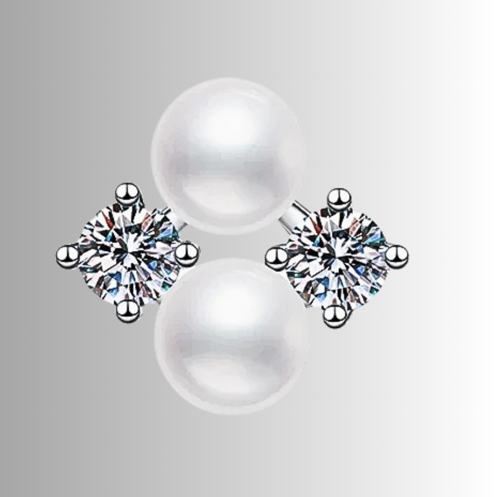 Orecchini a Perno con Moissaniti e Perle Naturali